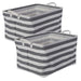 Laundry Bin Stripe Gray Rectangle Large