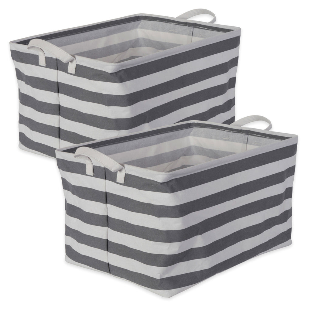 Laundry Bin Stripe Gray Rectangle Extra Large