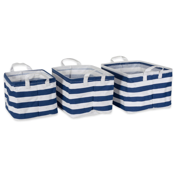 Laundry Bin Stripe Nautical Blue Rectangle Asst Small