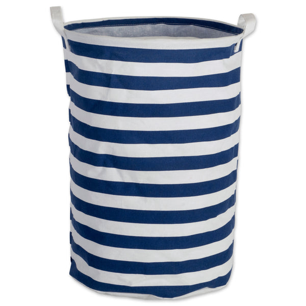 Laundry Hamper Stripe Nautical Blue  Round