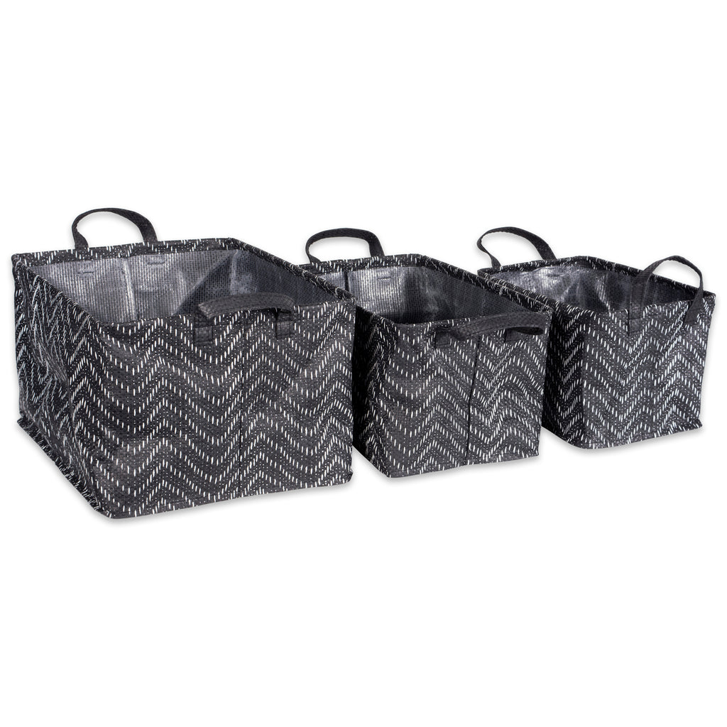 Woven Paper Laundry Bin Tribal Chevron Black/White Rectangle Asst