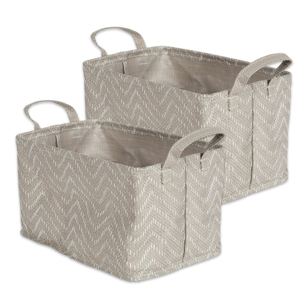 Woven Paper Laundry Bin Tribal Chevron Stone/Cream Rectangle Medium