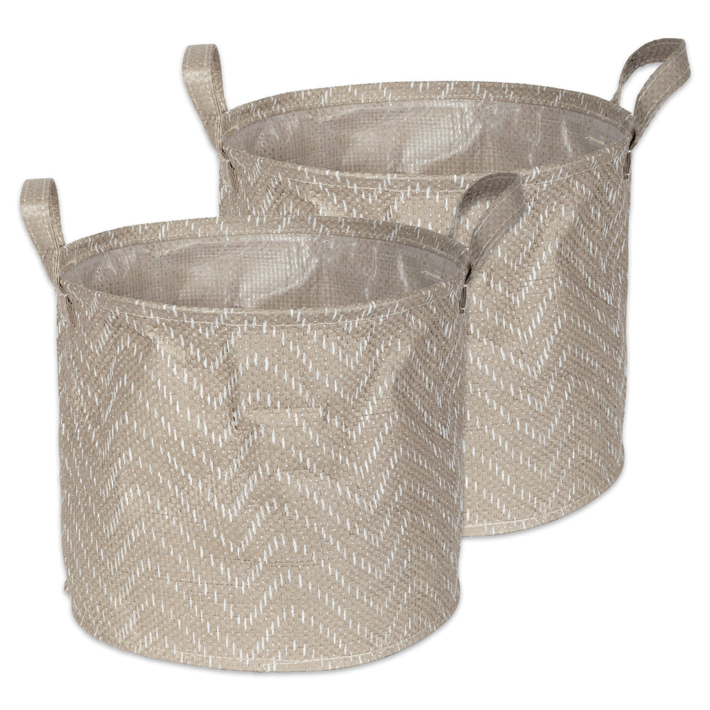 \Woven Paper Laundry Bin Tribal Chevron Stone/Cream Round Large 13.75 x 13.75 x 12 Set of 2