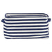 Herringbone Woven Cotton Laundry Bin Stripe French Blue Rectangle Medium