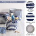 Herringbone Woven Cotton Laundry Bin Stripe French Blue Round Small