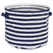 Herringbone Woven Cotton Laundry Bin Stripe French Blue Round Small