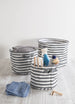 Herringbone Woven Cotton Laundry Bin Stripe Gray Round Asst