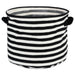 Herringbone Woven Cotton Laundry Bin Stripe Black Round Asst